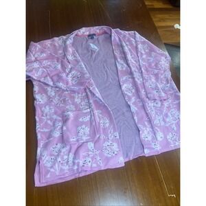 Isaac Mizrahi Live! Floral Cardigan Size 3X‎ Pink Open Front Sweater Knit
